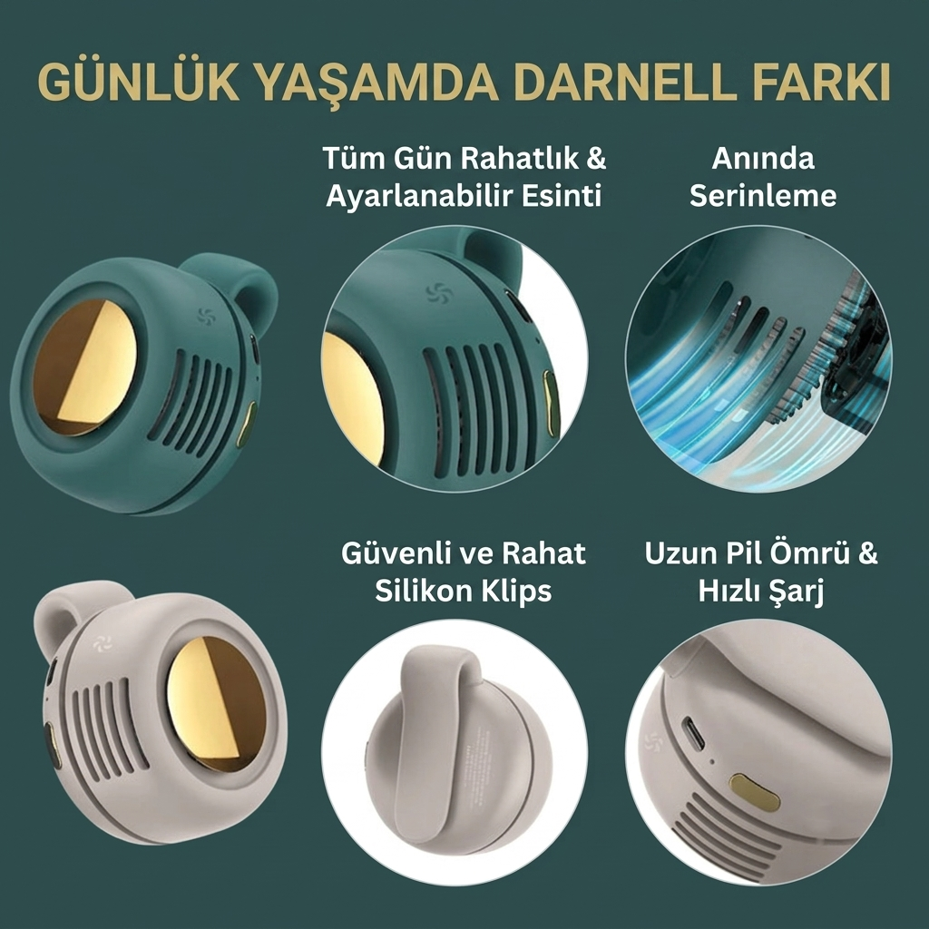DARNELL | Klipsli Kanatsız Mini Fan